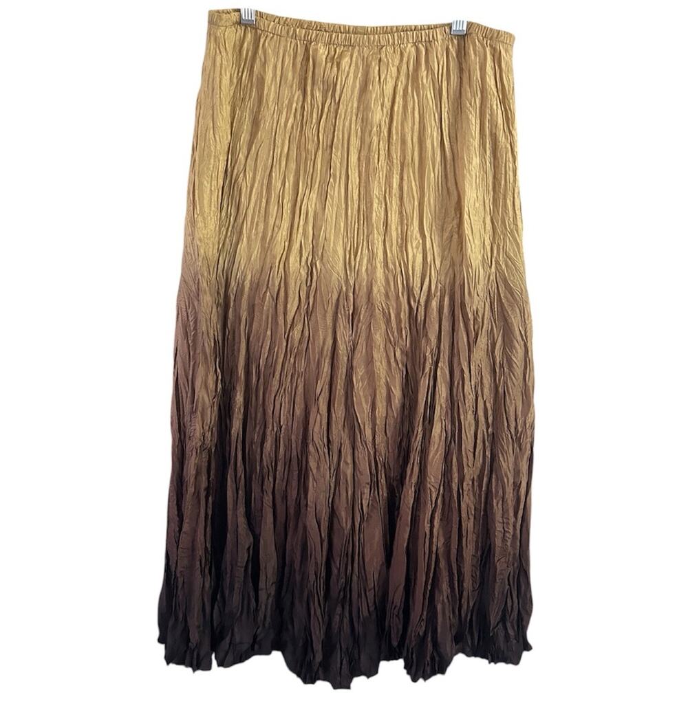 Karen Kane Cafe Chic 100% Silk Ombre Maxi Skirt Small NWT Crinkle Boho Festival